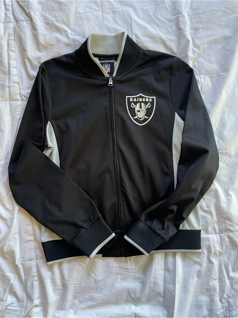 Official Las Vegas Raiders Black & White Bomber Jacket Size Medium